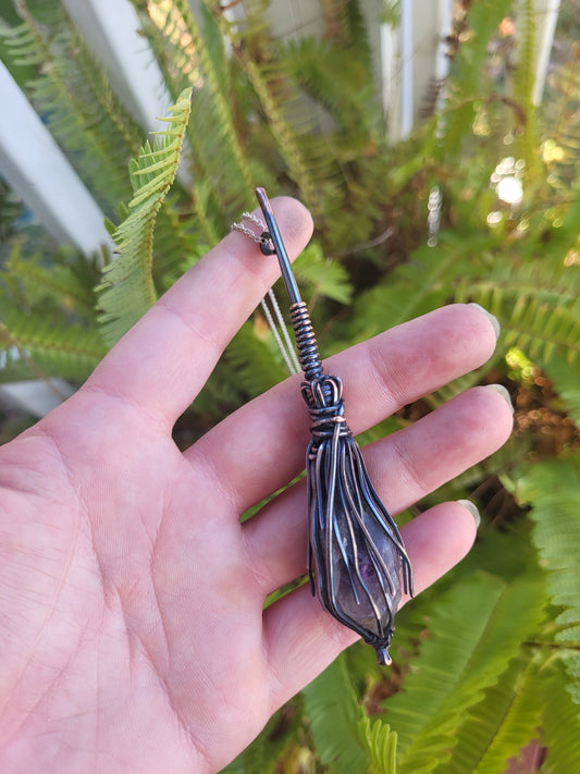Channel with our Handcrafted Witches Broom Amethyst Pendant